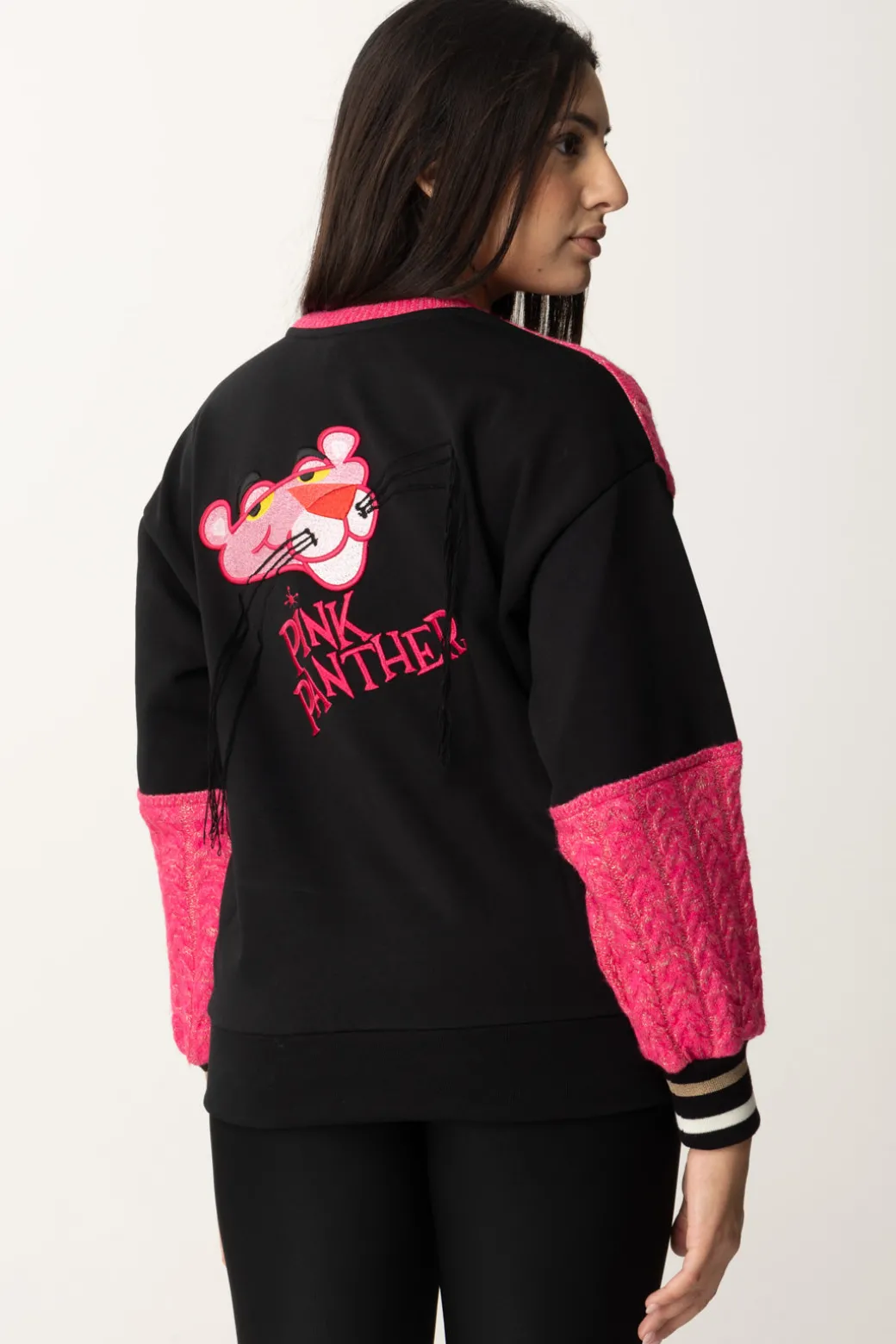 Donna Akep Felpa Bicolor con Inserti In Maglia