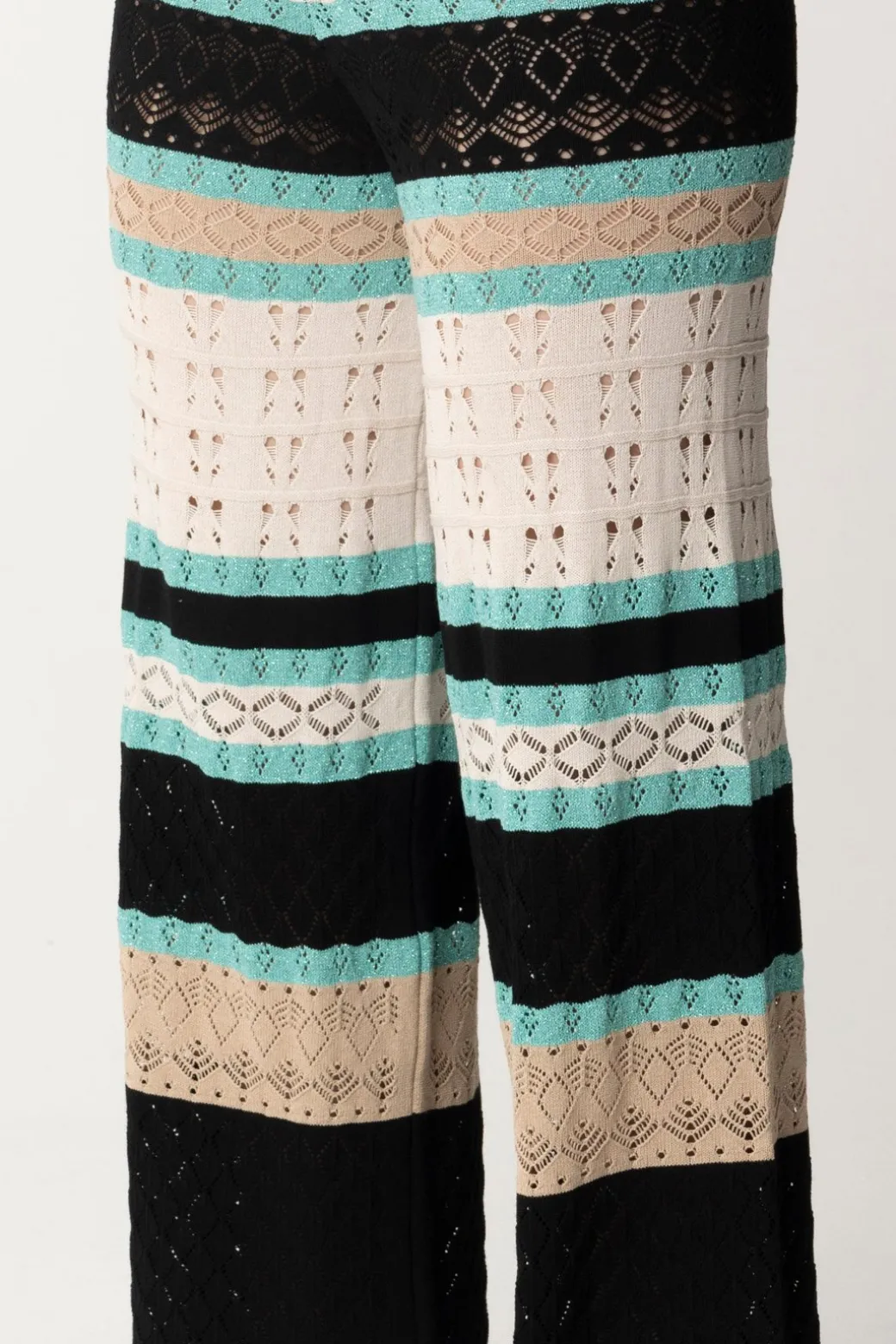 Donna Akep Pantaloni In Punto Pizzo Multicolor