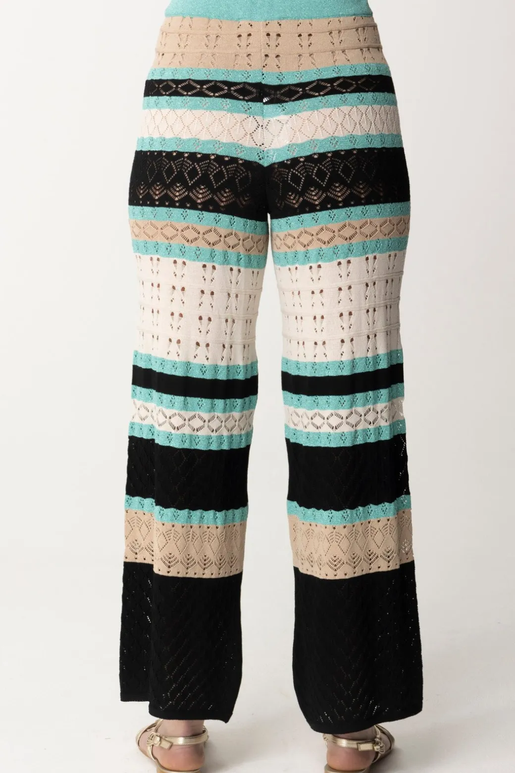 Donna Akep Pantaloni In Punto Pizzo Multicolor