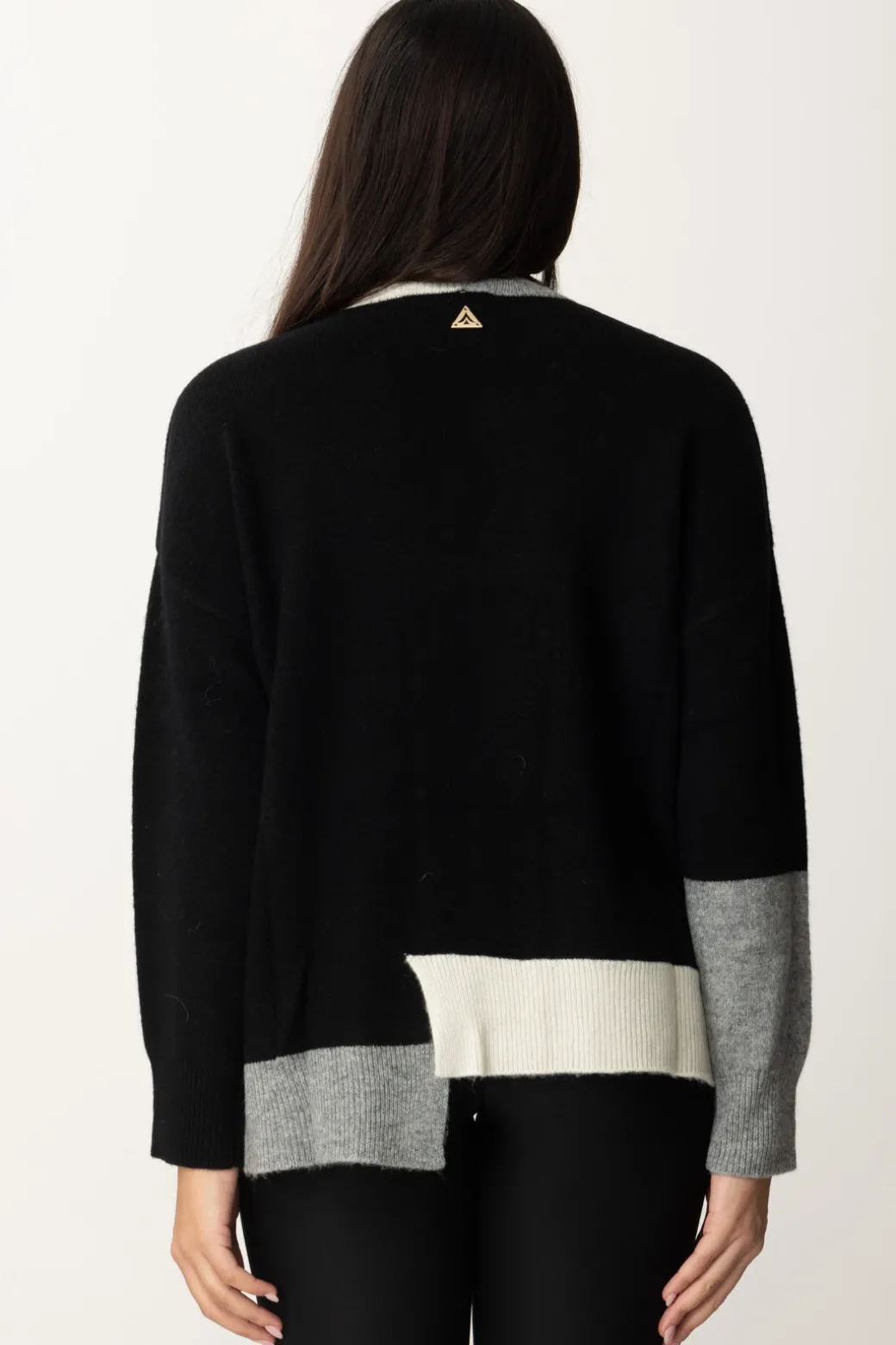 Donna Akep Pullover Asimmetrico con Dettagli Colorblock