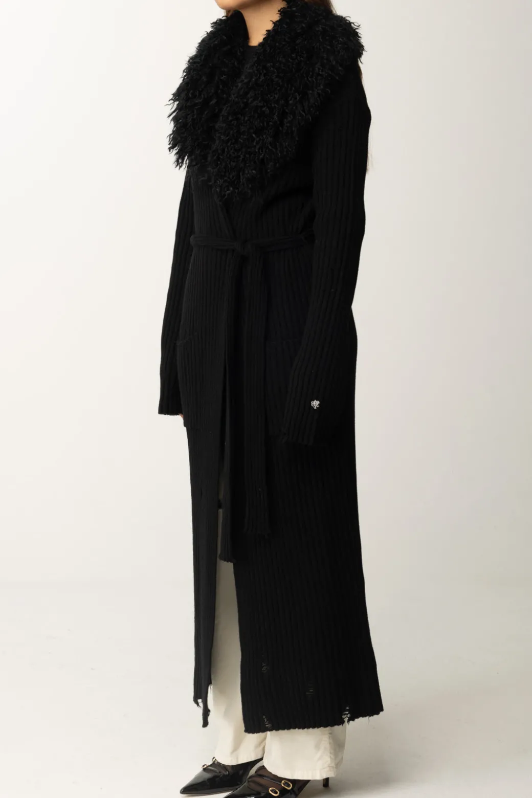 Donna Aniye By Cappotto In Maglia con Collo In Pelliccia Kate