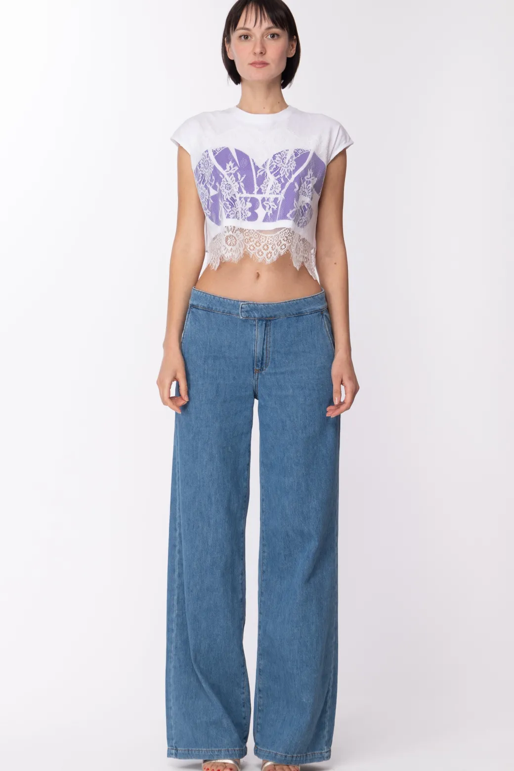 Donna Aniye By Crop Top Nyta con Stampa e Pizzo