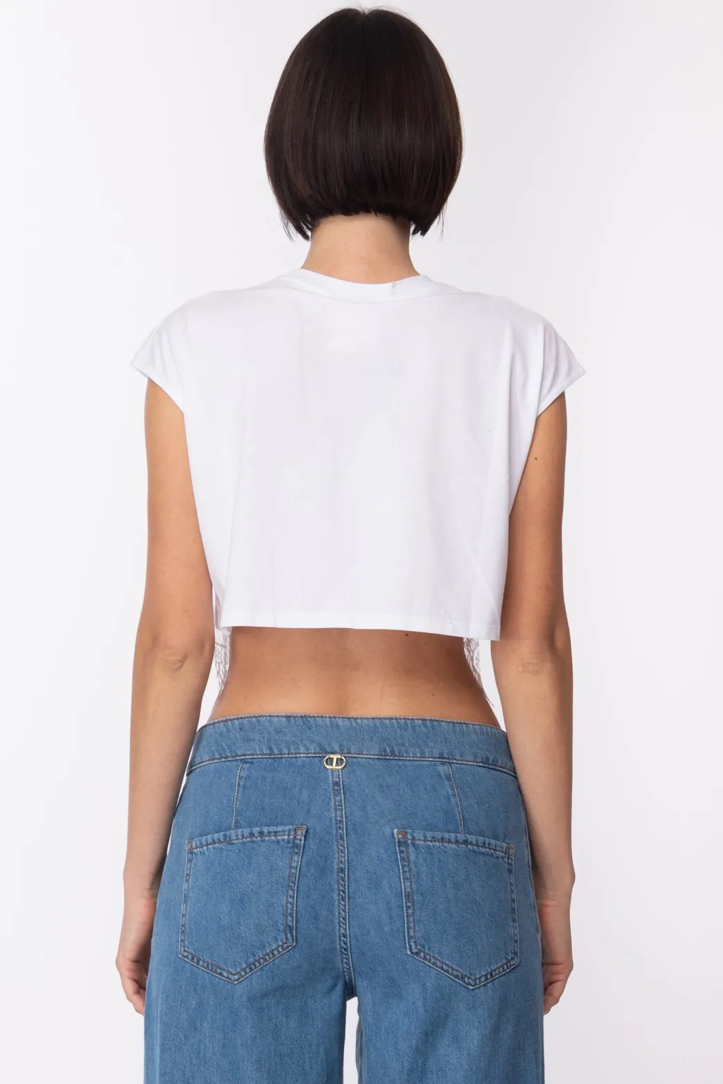 Donna Aniye By Crop Top Nyta con Stampa e Pizzo