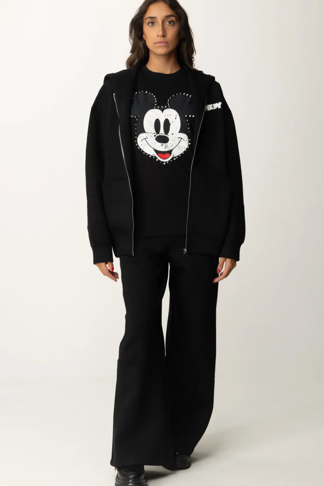 Donna Aniye By Felpa Full Zip con Cappuccio e Stampa Mickey