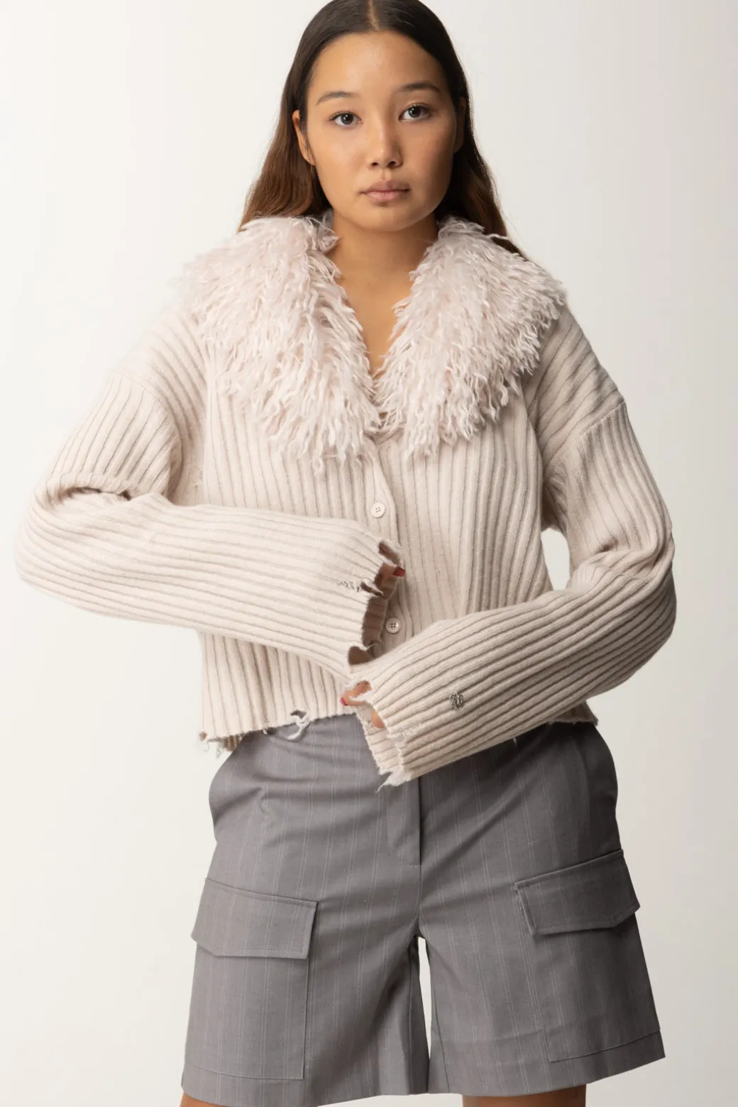 Donna Aniye By Giacchetta In Maglia con Collo In Pelliccia Kate