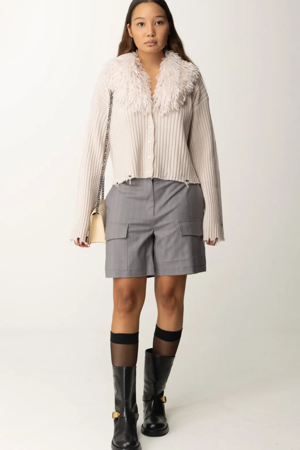 Donna Aniye By Giacchetta In Maglia con Collo In Pelliccia Kate