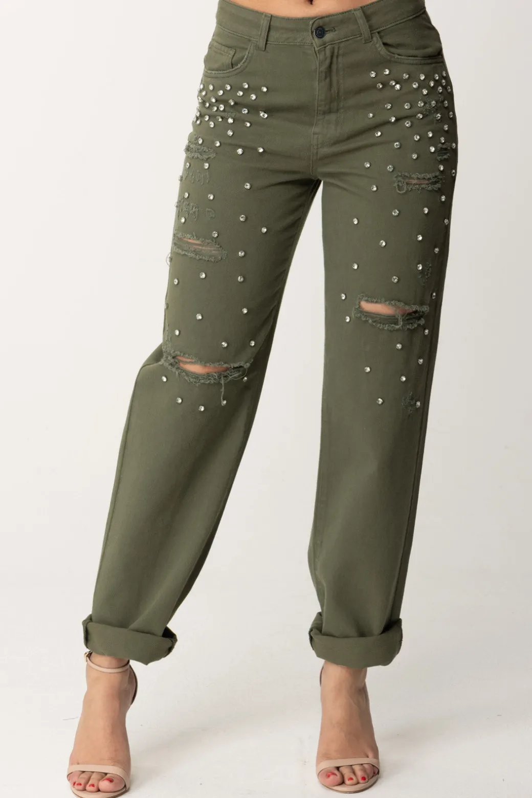 Donna Aniye By Jeans Wide Leg Precious con Strass