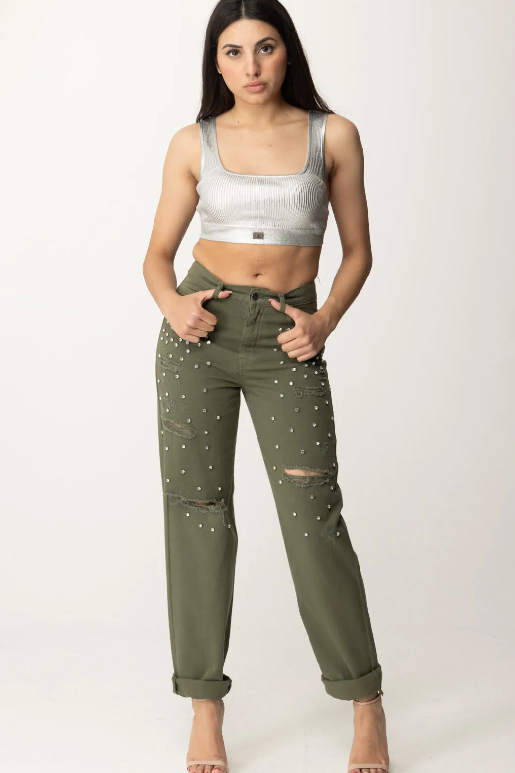 Donna Aniye By Jeans Wide Leg Precious con Strass