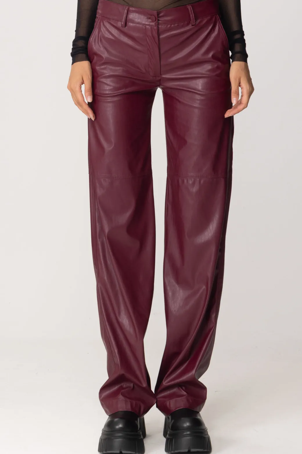 Donna Aniye By Pantaloni Gamba Dritta In Ecopelle Biba