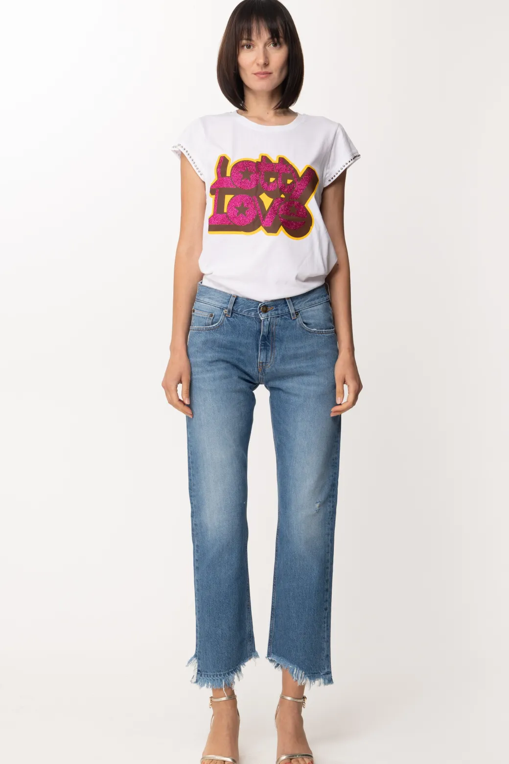 Donna Aniye By T-shirt Stampata Lotty con Borchiette