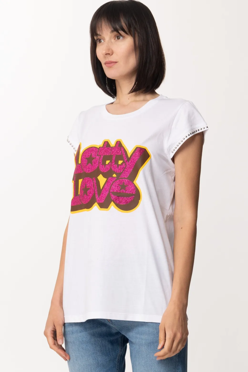 Donna Aniye By T-shirt Stampata Lotty con Borchiette