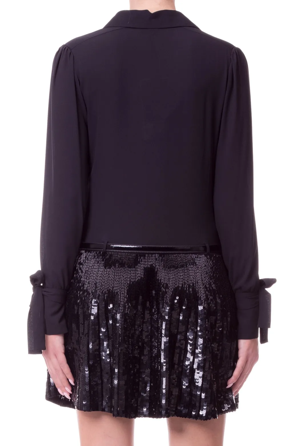 Donna Elisabetta Franchi Abito Chemisier con Cintura e Gonna In Pailletes