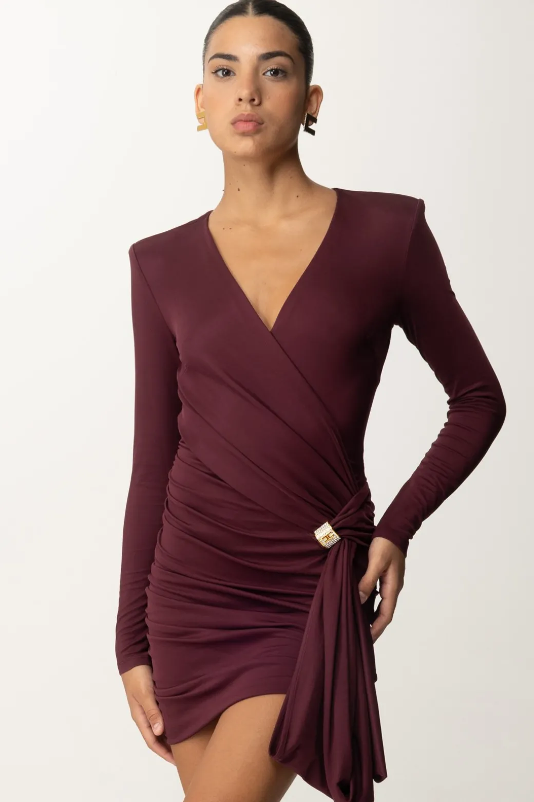 Donna Elisabetta Franchi Abito In Jersey Drappeggiato con Schiena Nuda