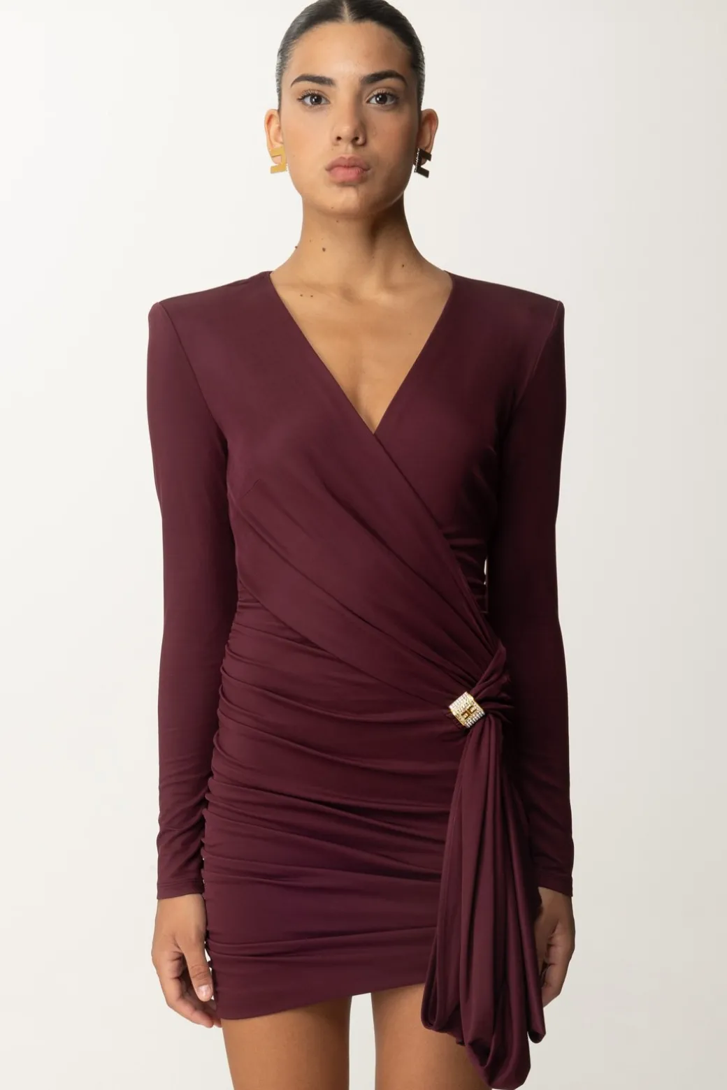 Donna Elisabetta Franchi Abito In Jersey Drappeggiato con Schiena Nuda