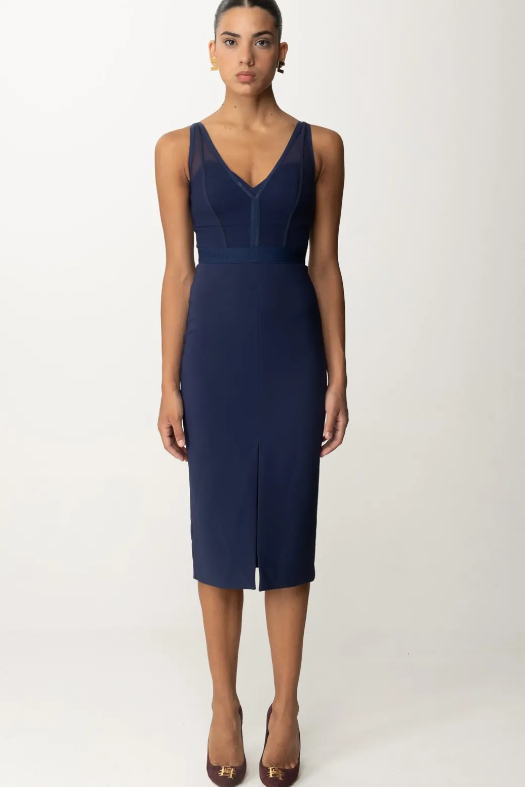 Donna Elisabetta Franchi Abito Midi con Top Bustier In Tulle