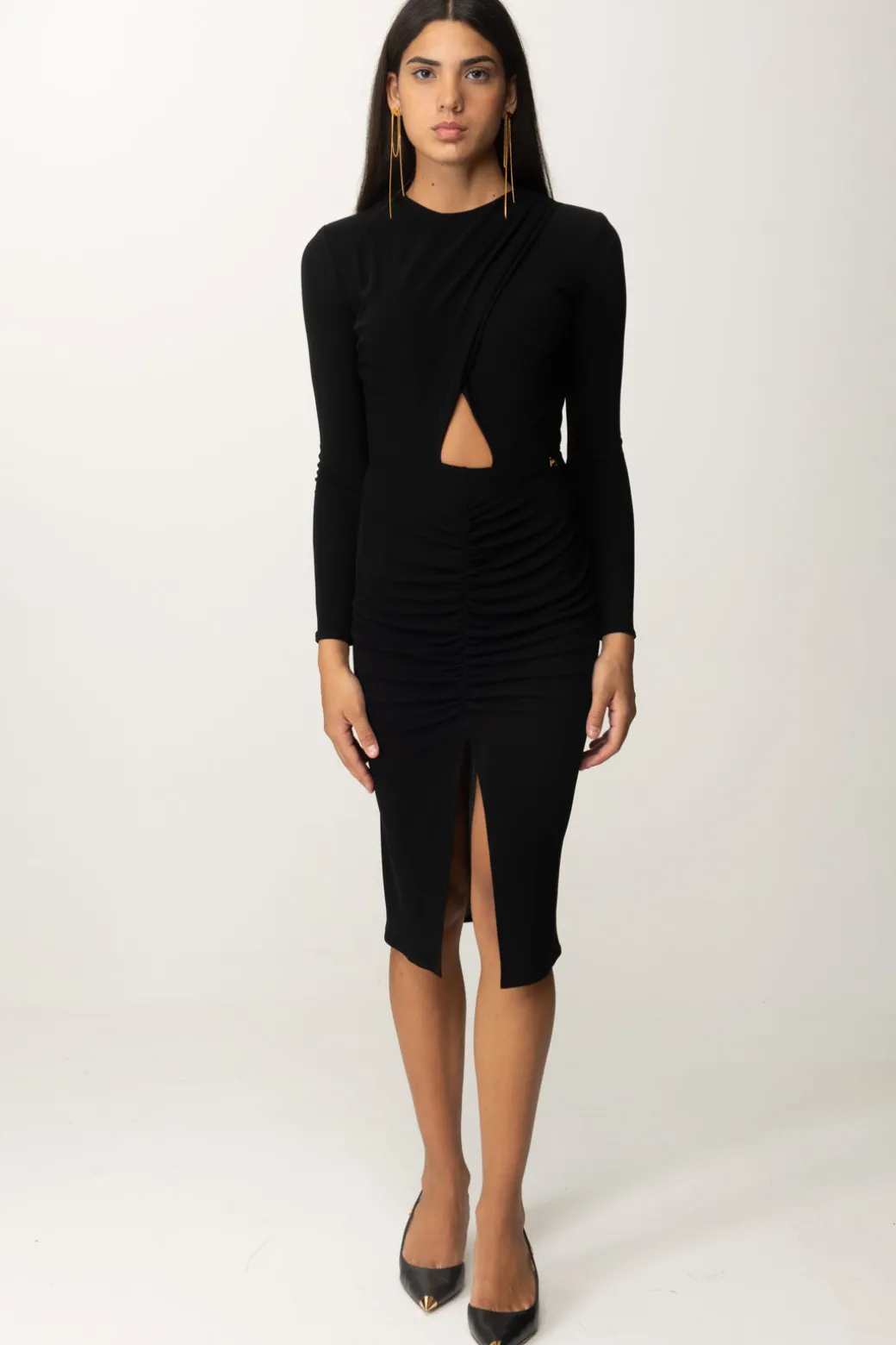 elisabetta_franchi_abito_midi_drappeggiato_con_cutoutnero_4.webp Donna Elisabetta Franchi Abito Midi Drappeggiato con Cut-out