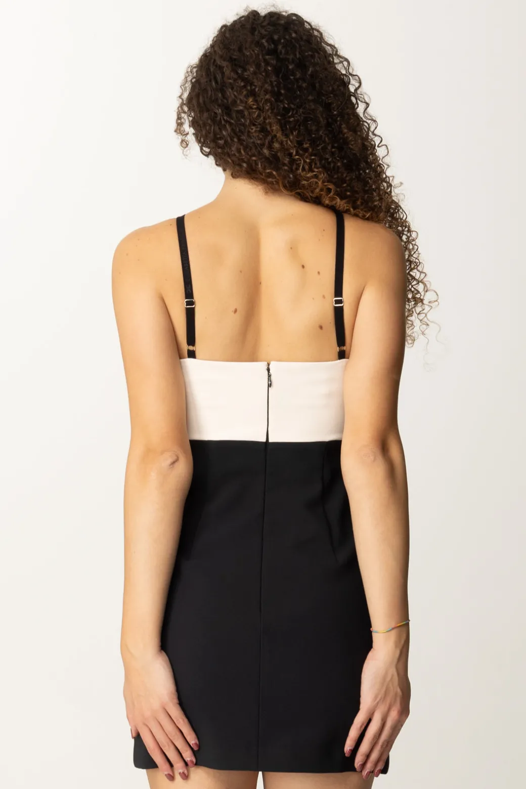 Donna Elisabetta Franchi Abito Mini Bicolor con Scollo All'americana