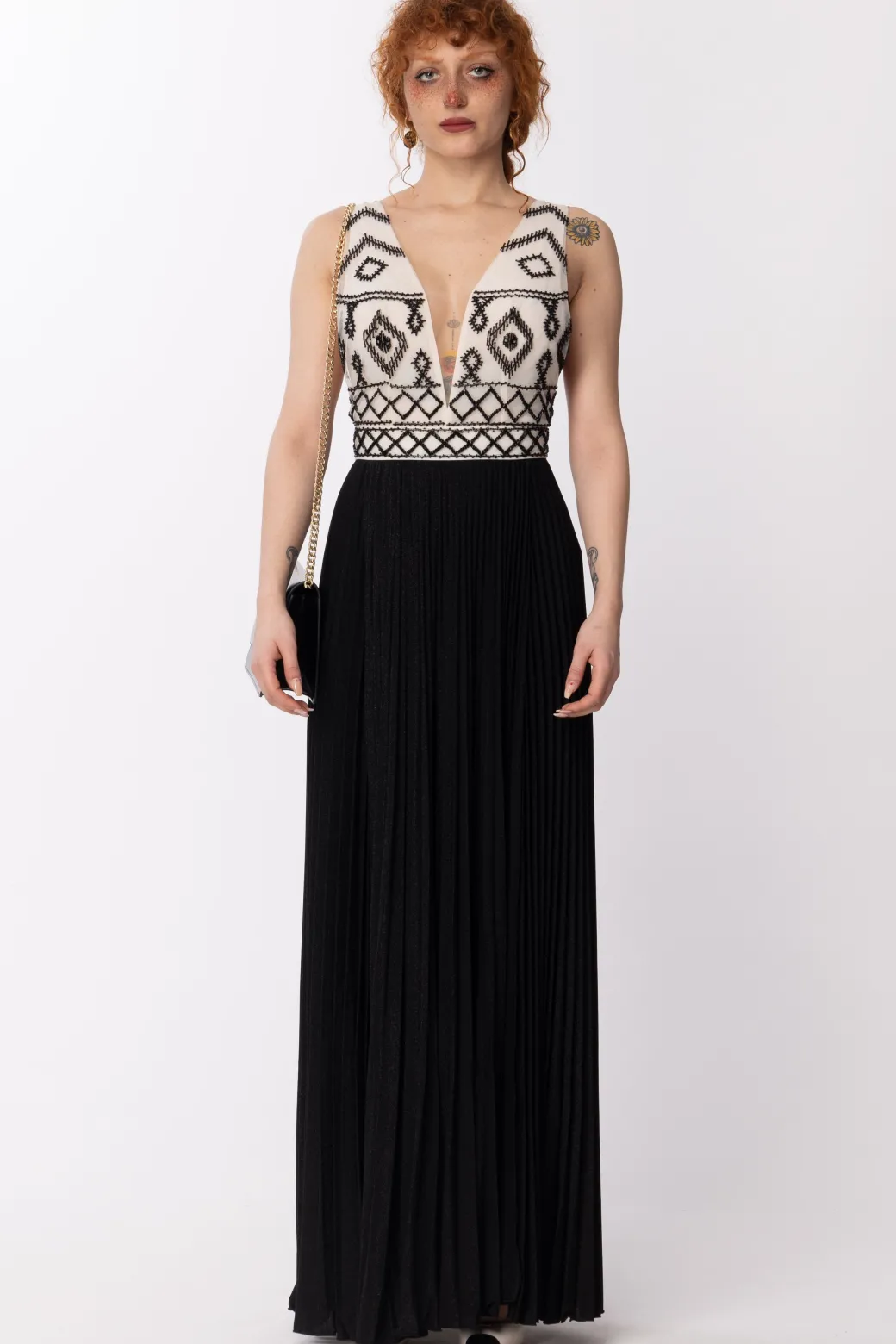 Donna Elisabetta Franchi Abito Red Carpet con Corpetto Ricamato