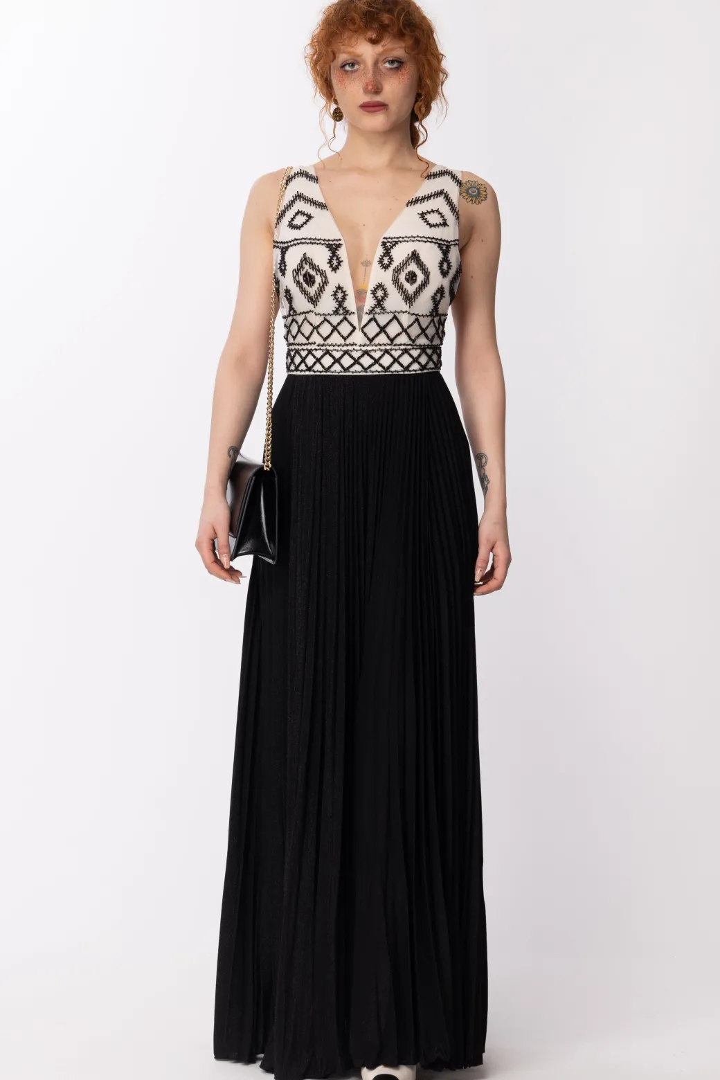 Donna Elisabetta Franchi Abito Red Carpet con Corpetto Ricamato
