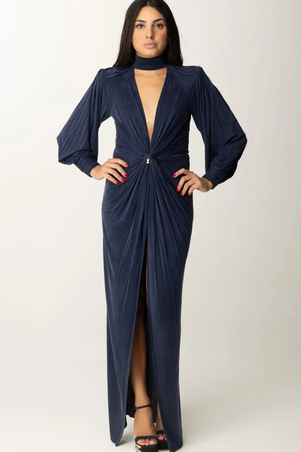 Donna Elisabetta Franchi Abito Red Carpet con Nodo