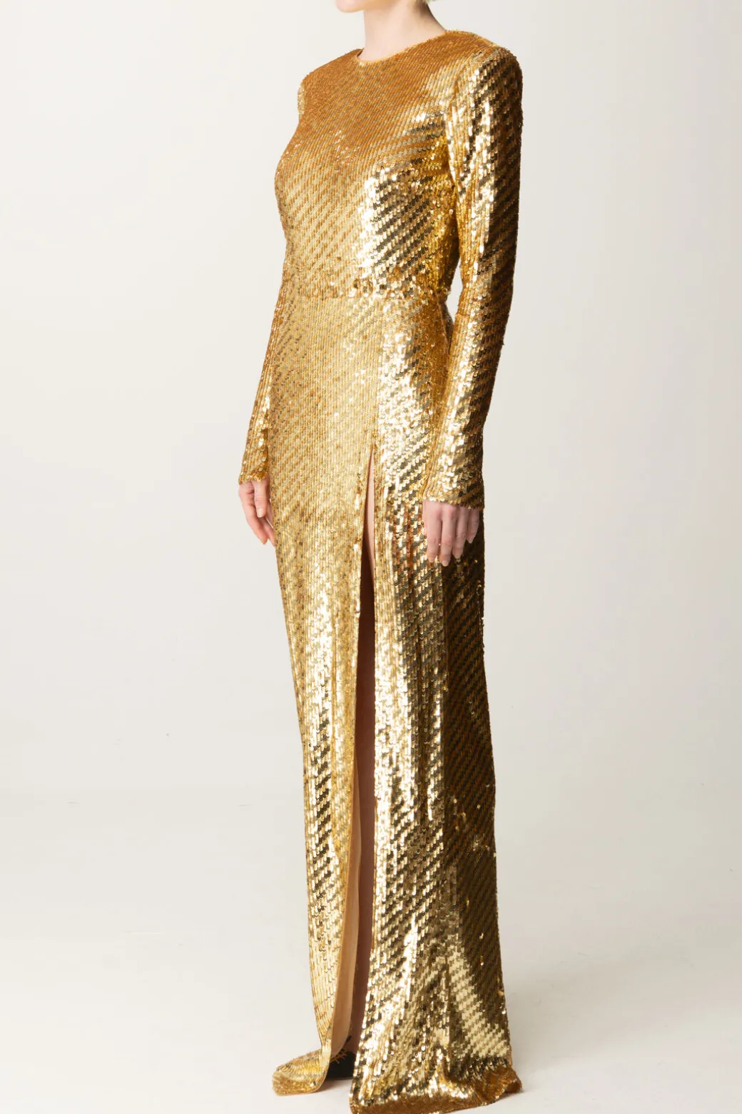 Donna Elisabetta Franchi Abito Red Carpet con Paillettes e Cut-out
