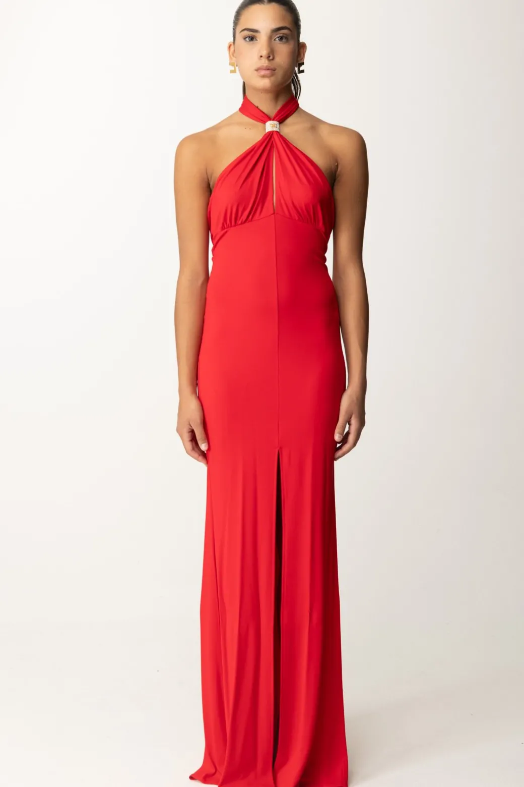 Donna Elisabetta Franchi Abito Red Carpet con Scollo All'americana