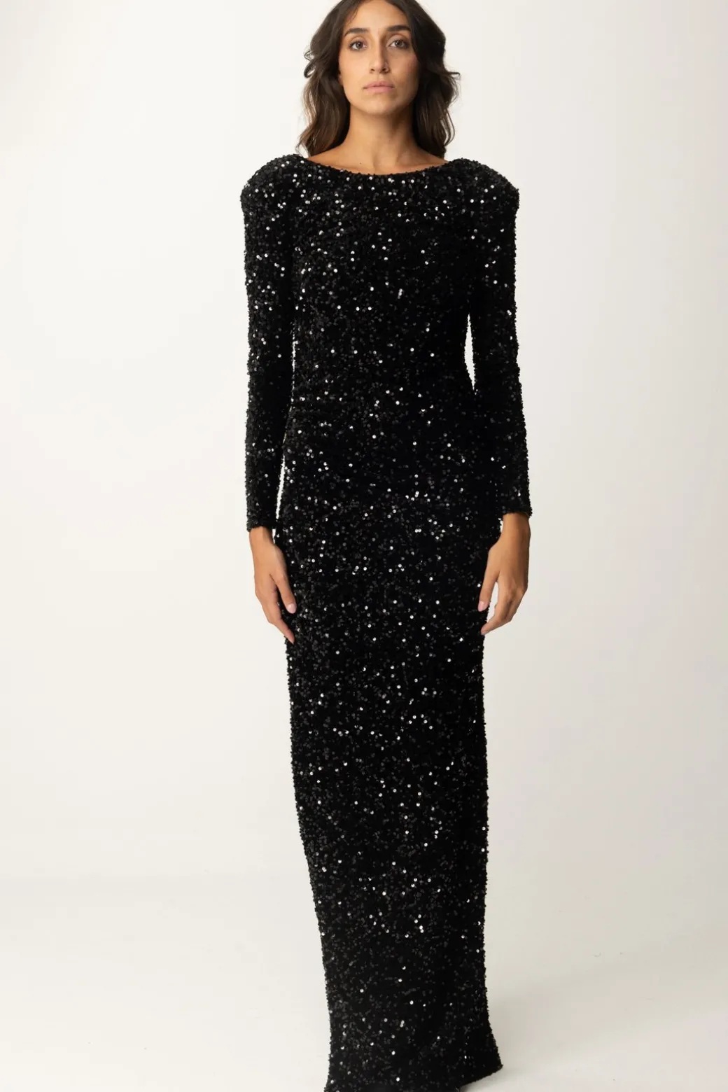 Donna Elisabetta Franchi Abito Red Carpet In Ciniglia Full Paillettes