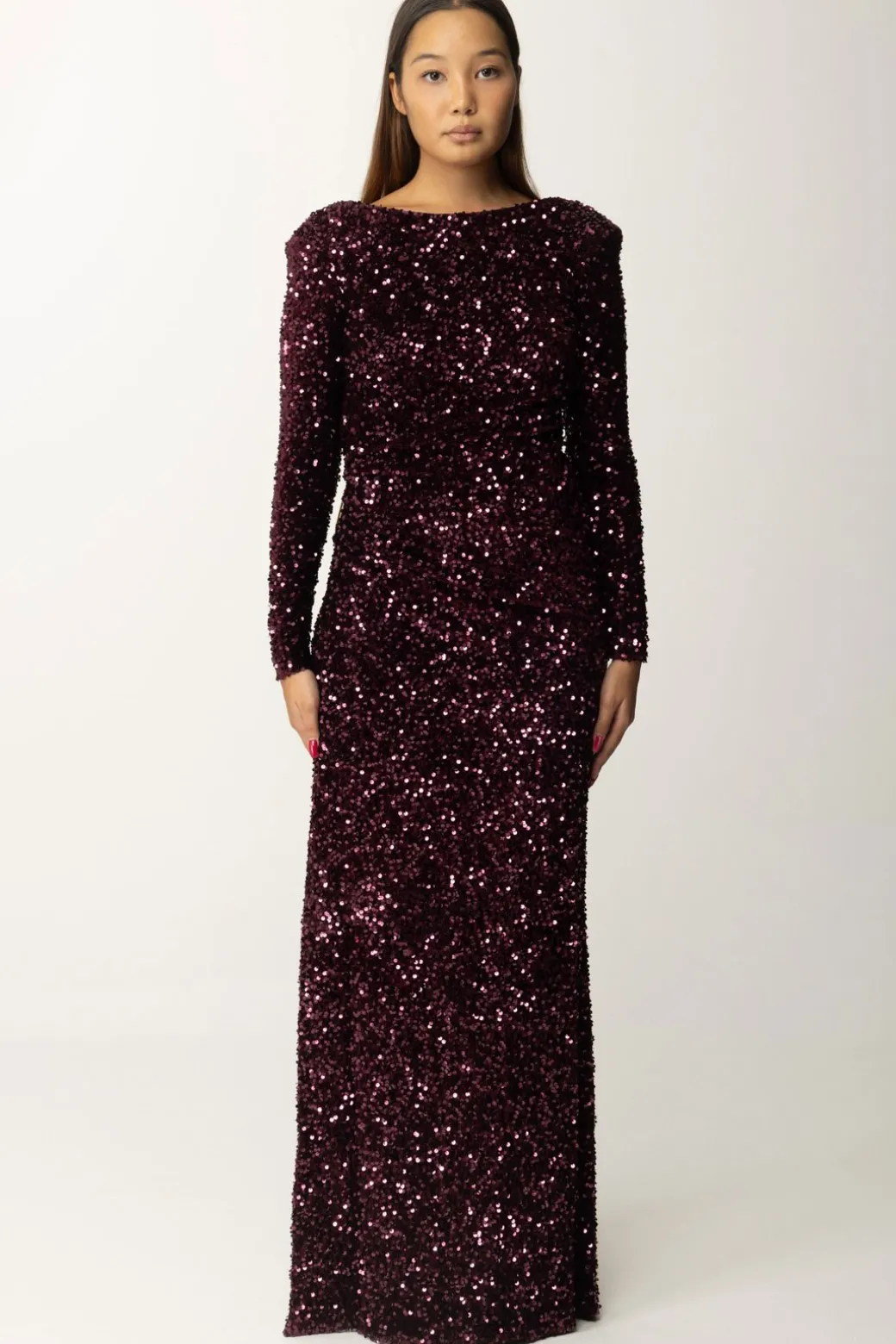 Donna Elisabetta Franchi Abito Red Carpet In Ciniglia Full Paillettes