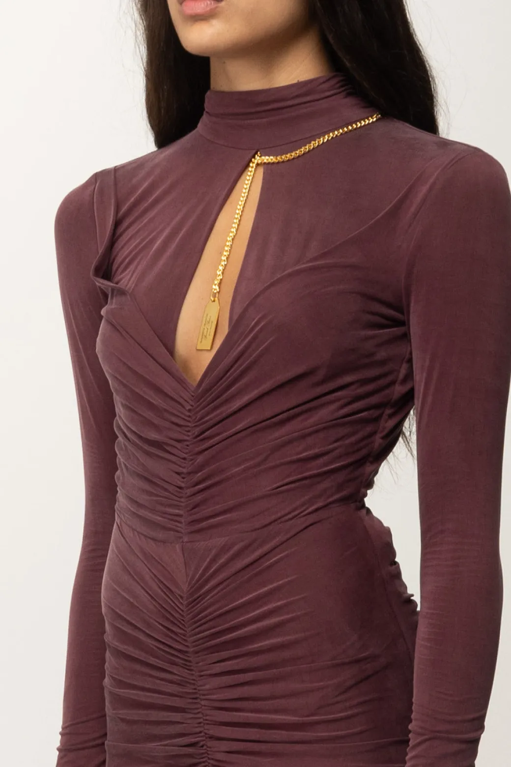 Donna Elisabetta Franchi Abito Red Carpet In Cupro Drappeggiato