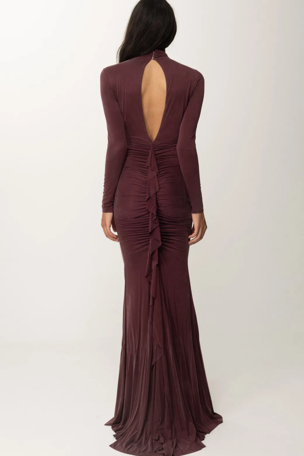 Donna Elisabetta Franchi Abito Red Carpet In Cupro Drappeggiato