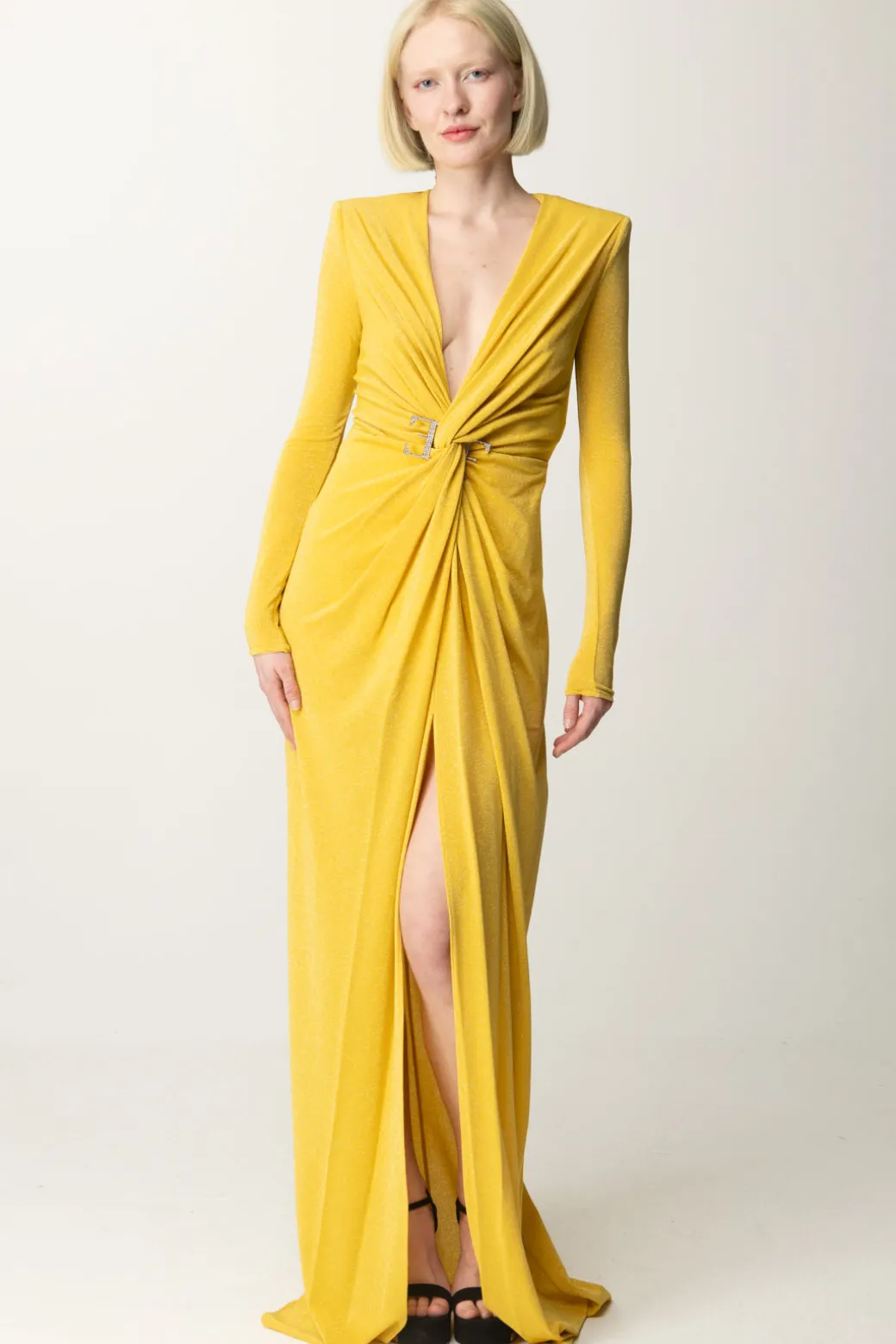 Donna Elisabetta Franchi Abito Red Carpet In Lurex con Nodo Centrale