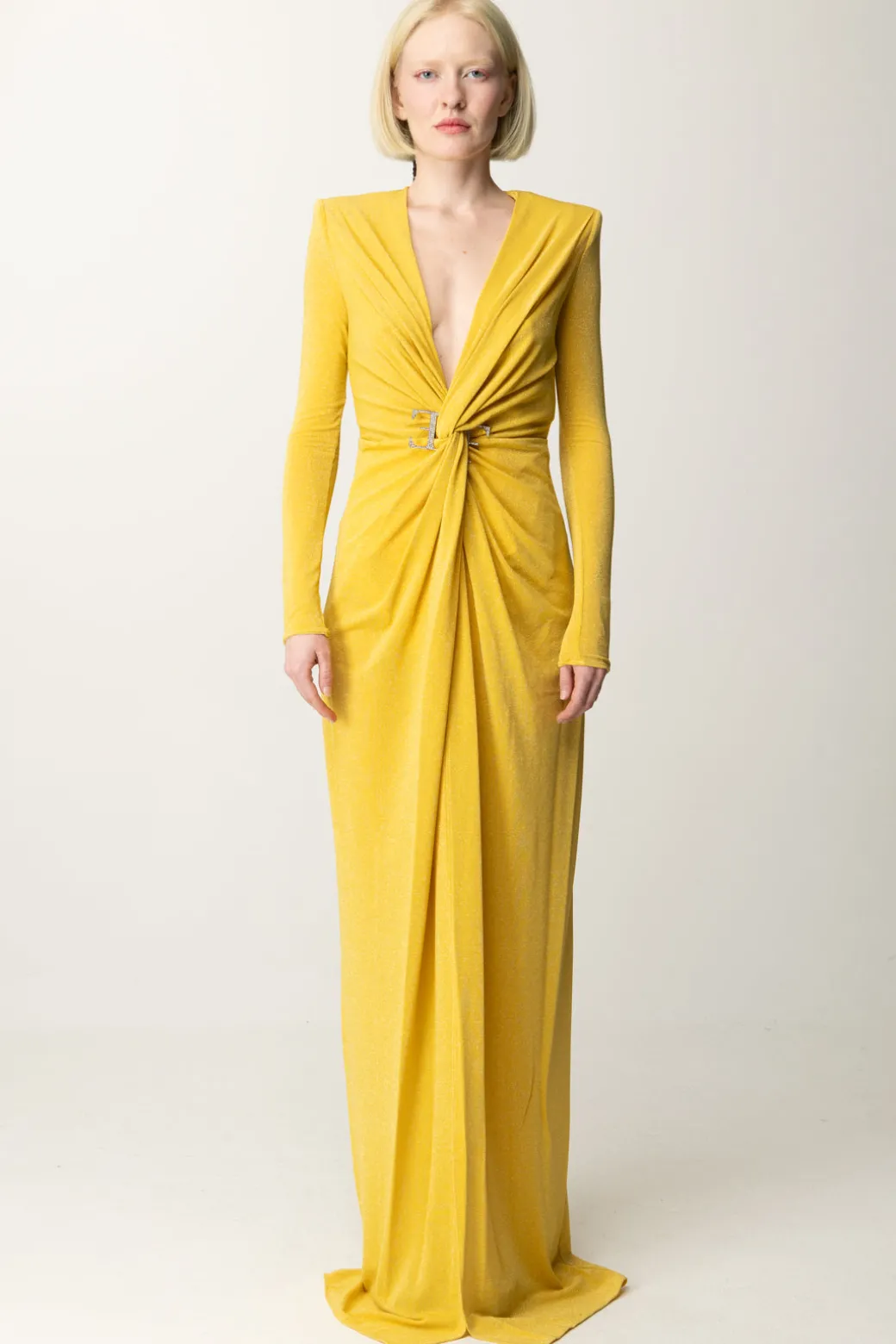 Donna Elisabetta Franchi Abito Red Carpet In Lurex con Nodo Centrale