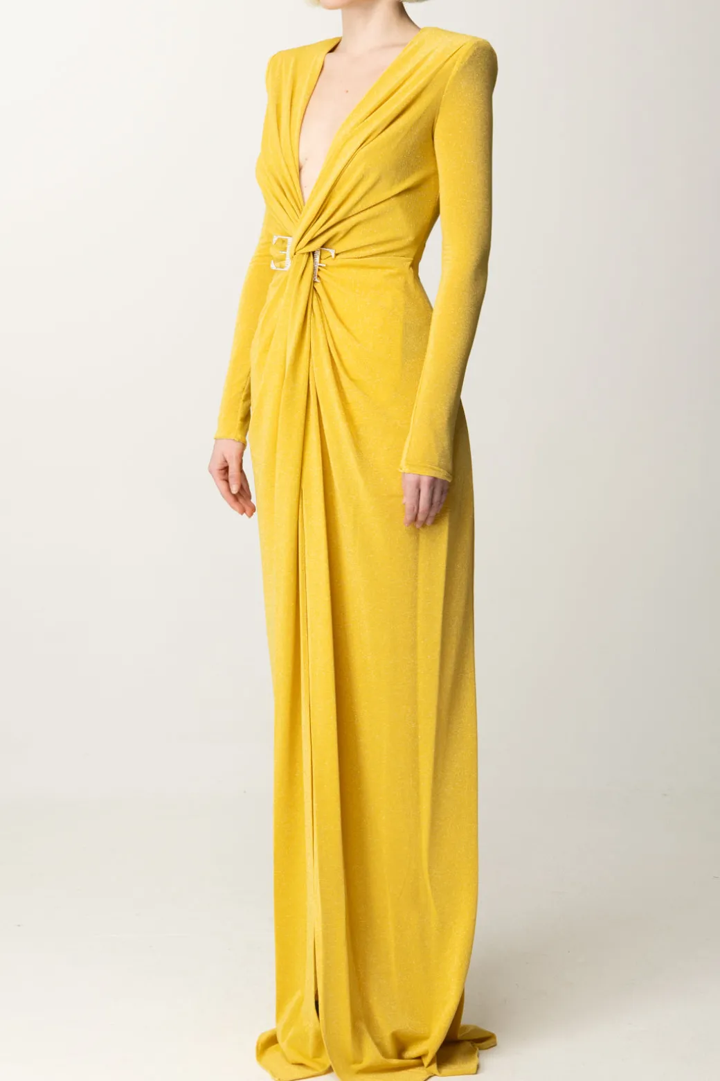 Donna Elisabetta Franchi Abito Red Carpet In Lurex con Nodo Centrale