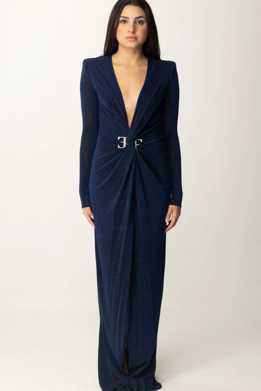 Donna Elisabetta Franchi Abito Red Carpet In Lurex con Nodo Centrale