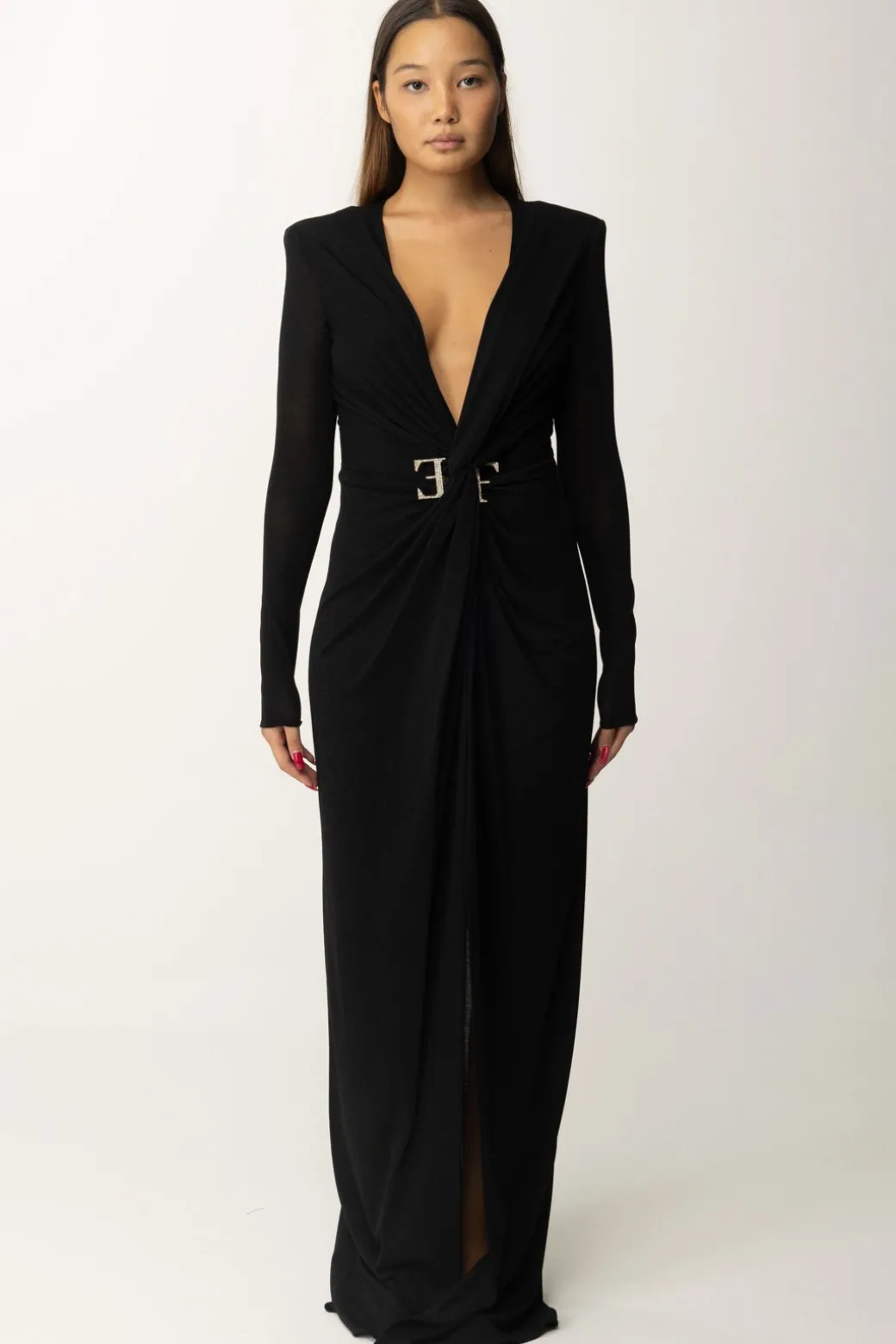 Donna Elisabetta Franchi Abito Red Carpet In Lurex con Nodo Centrale