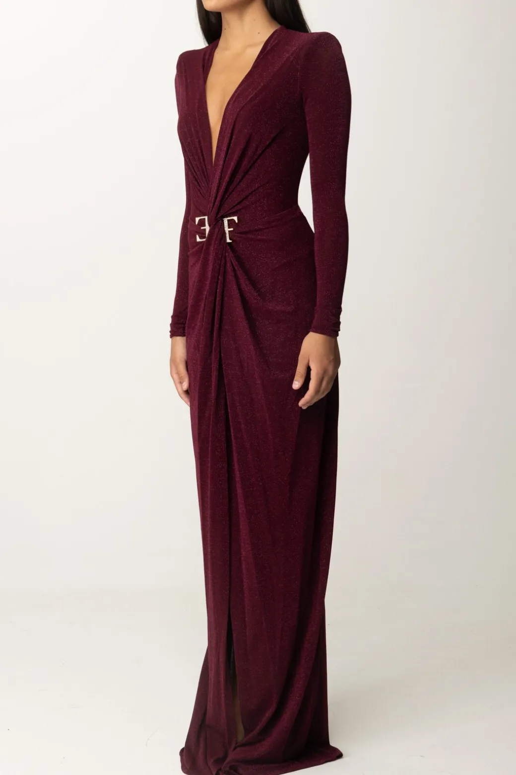 Donna Elisabetta Franchi Abito Red Carpet In Lurex con Nodo Centrale