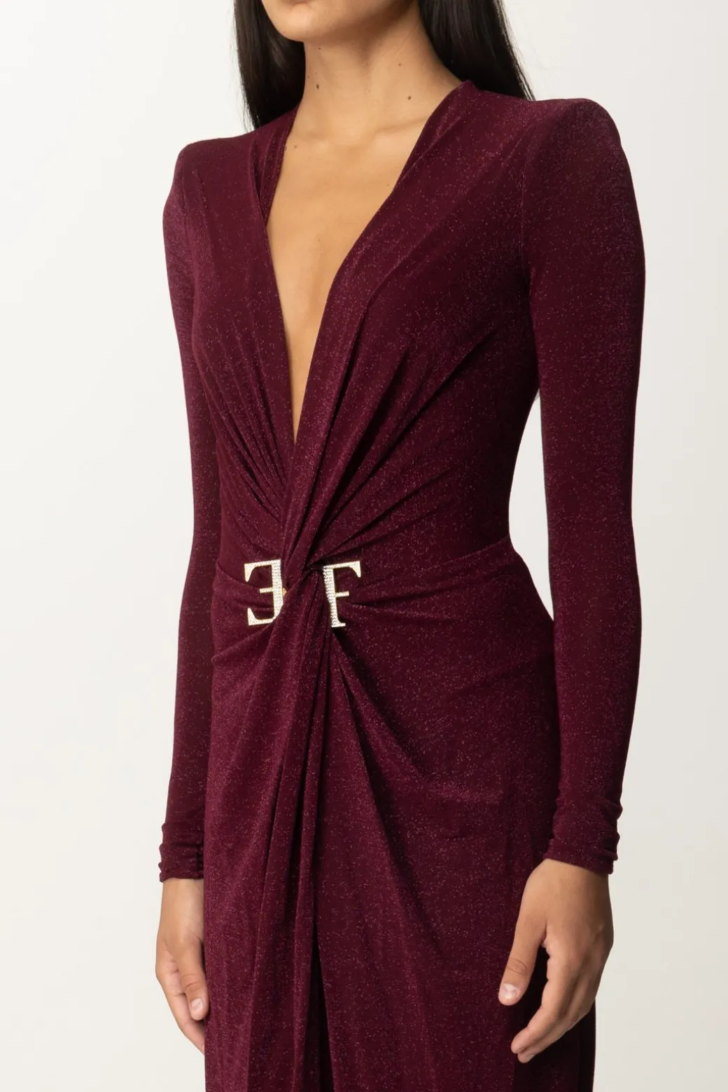 Donna Elisabetta Franchi Abito Red Carpet In Lurex con Nodo Centrale
