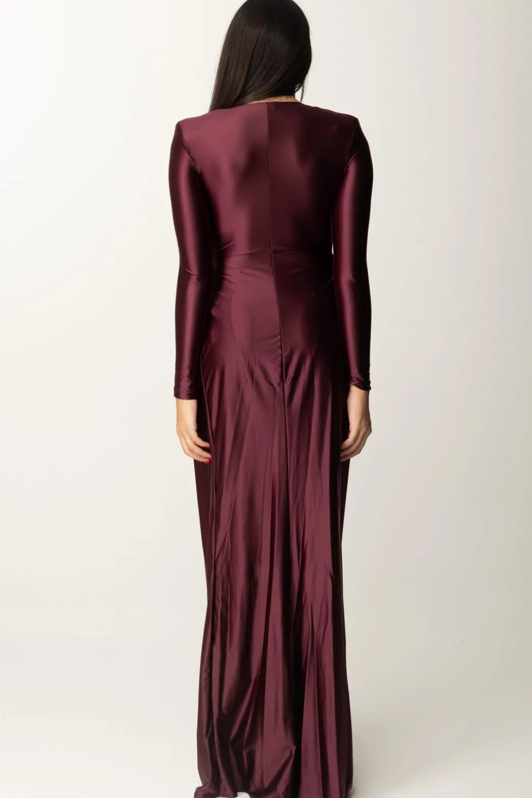Donna Elisabetta Franchi Abito Red Carpet In Lycra con Nodo e Drappeggio
