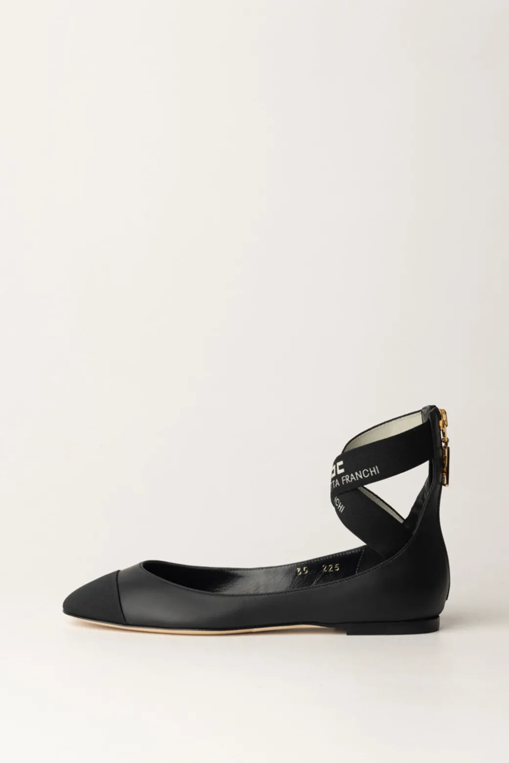Donna Elisabetta Franchi Ballerina In Nappa con Elastici Jacquard