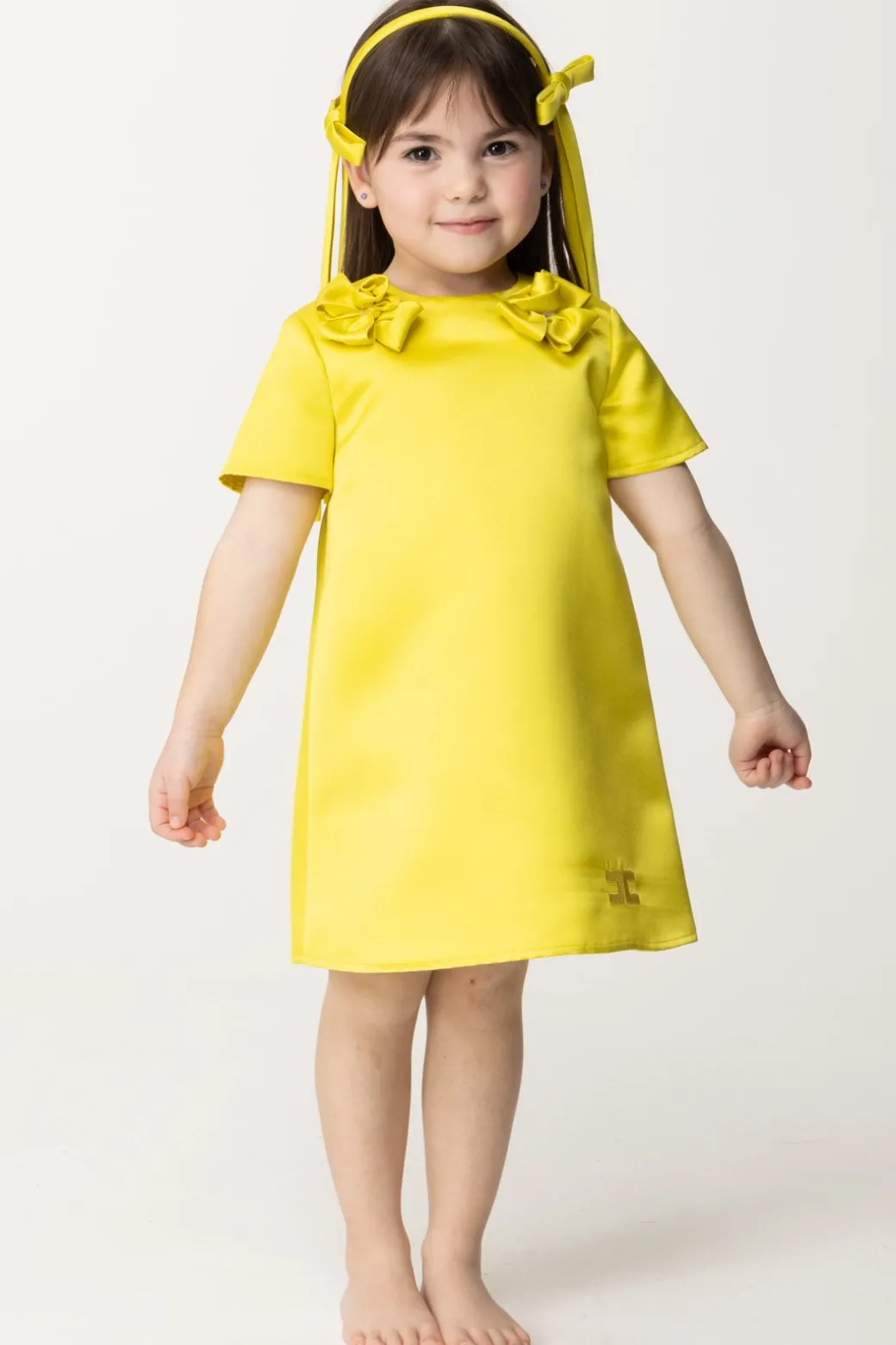 Elisabetta Franchi Bambina Abito a Sacchetto con Applicazione Rose