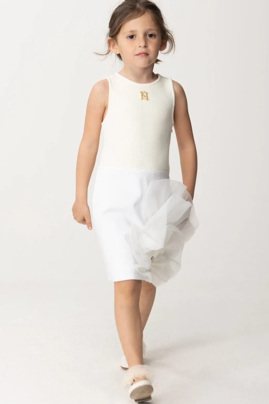 Elisabetta Franchi Bambina Abito con Dettaglio In Organza