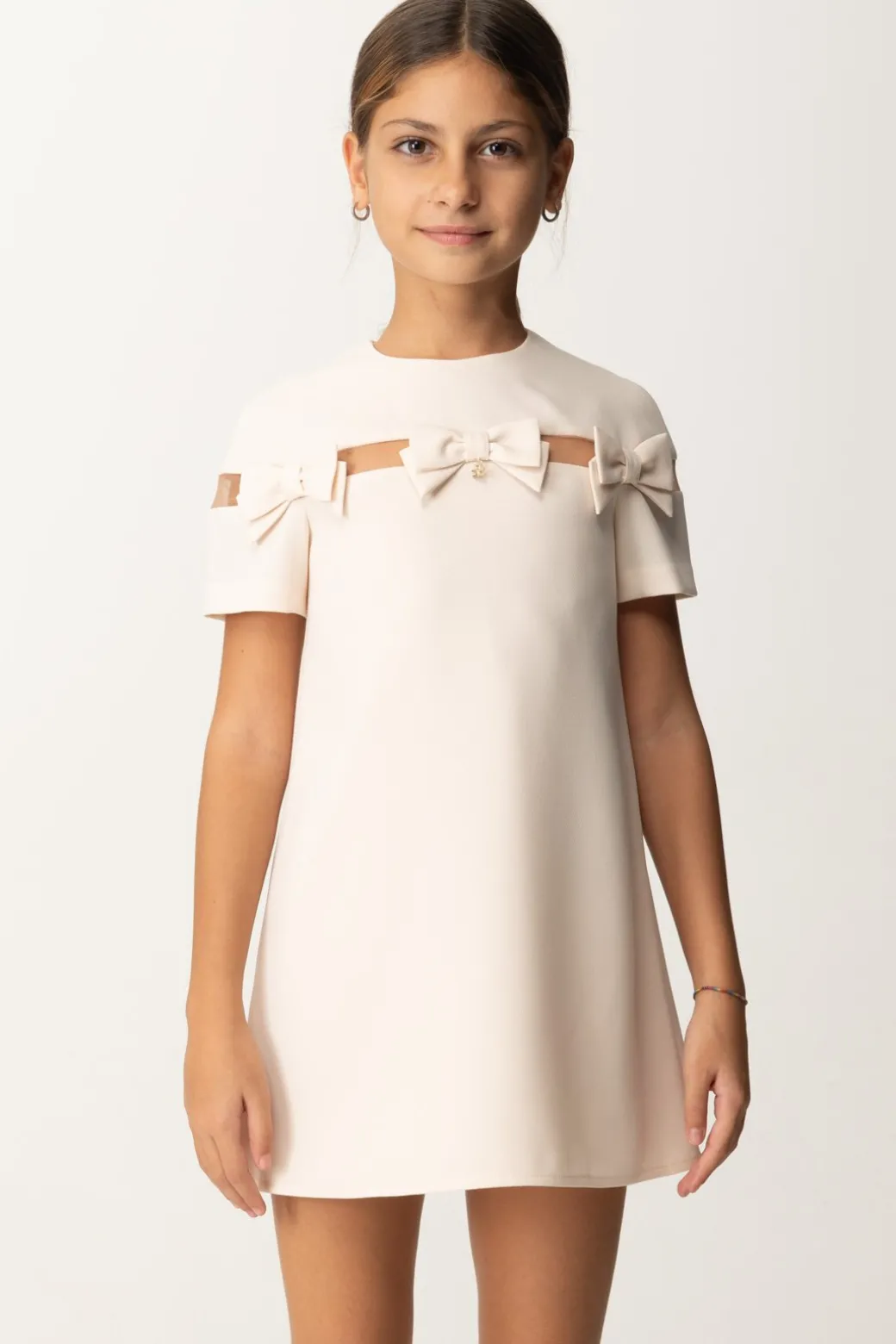 Elisabetta Franchi Bambina Abito In Crepe con Fiocchetti