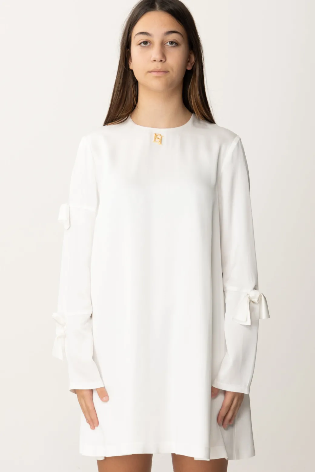 Elisabetta Franchi Bambina Abito In Crepe Satin con Fiocchi