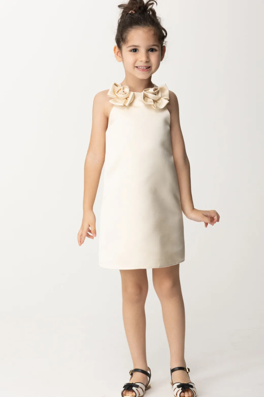 Elisabetta Franchi Bambina Abito In Duchesse con Rose