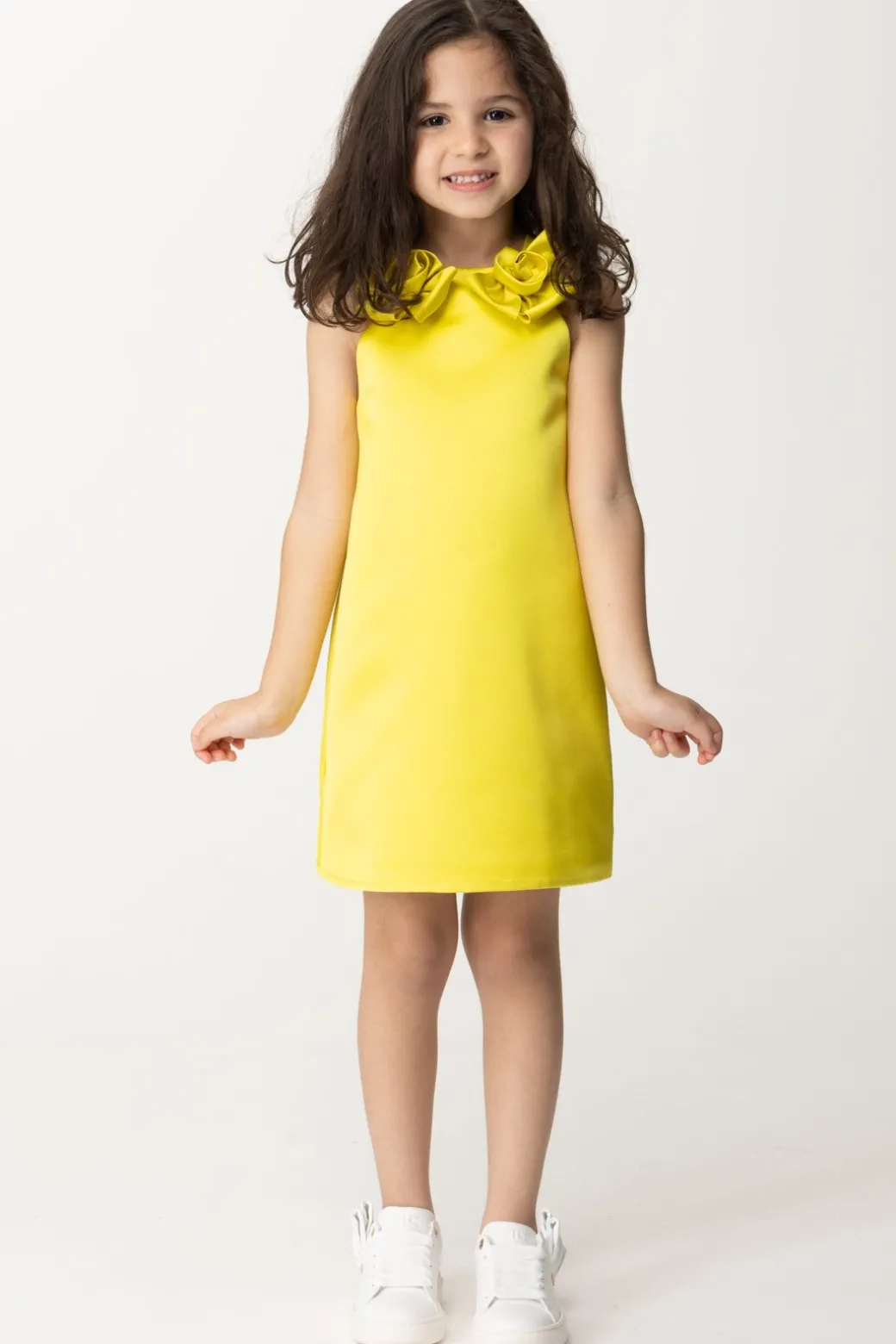 Elisabetta Franchi Bambina Abito In Duchesse con Rose
