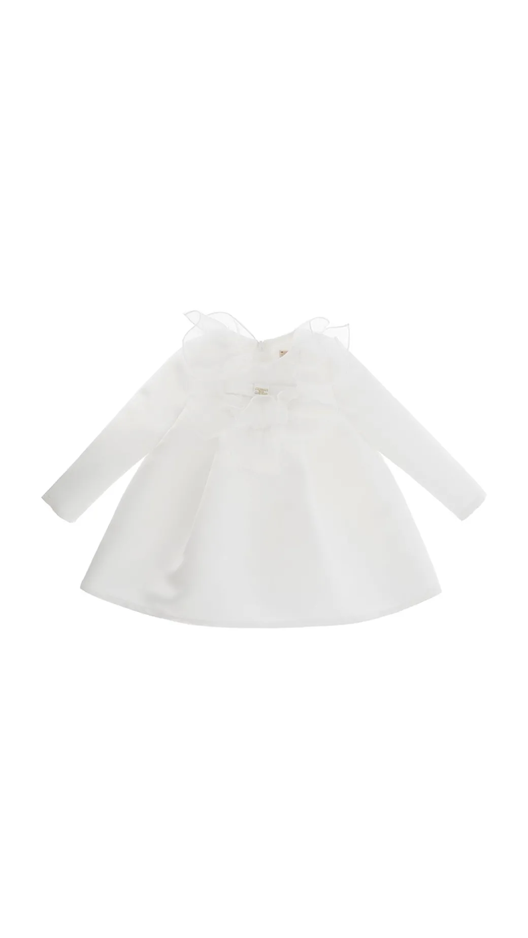 Elisabetta Franchi Bambina Abito In Duchesse con Ruches In Organza