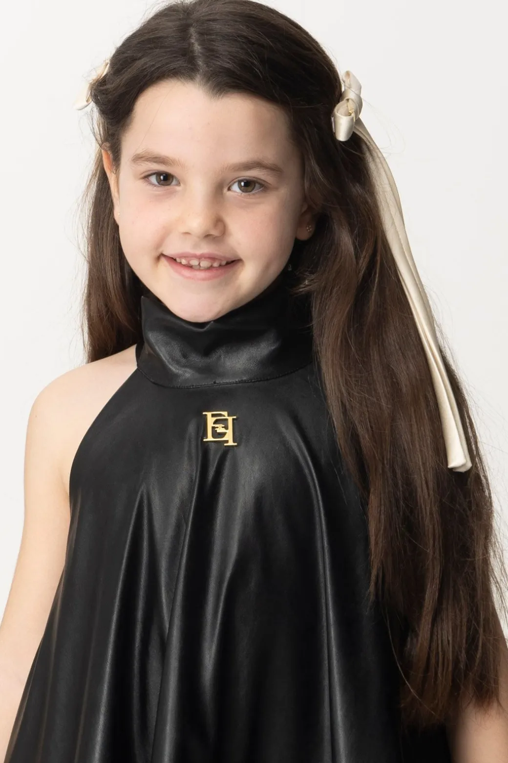 Elisabetta Franchi Bambina Abito In Ecopelle Svasato