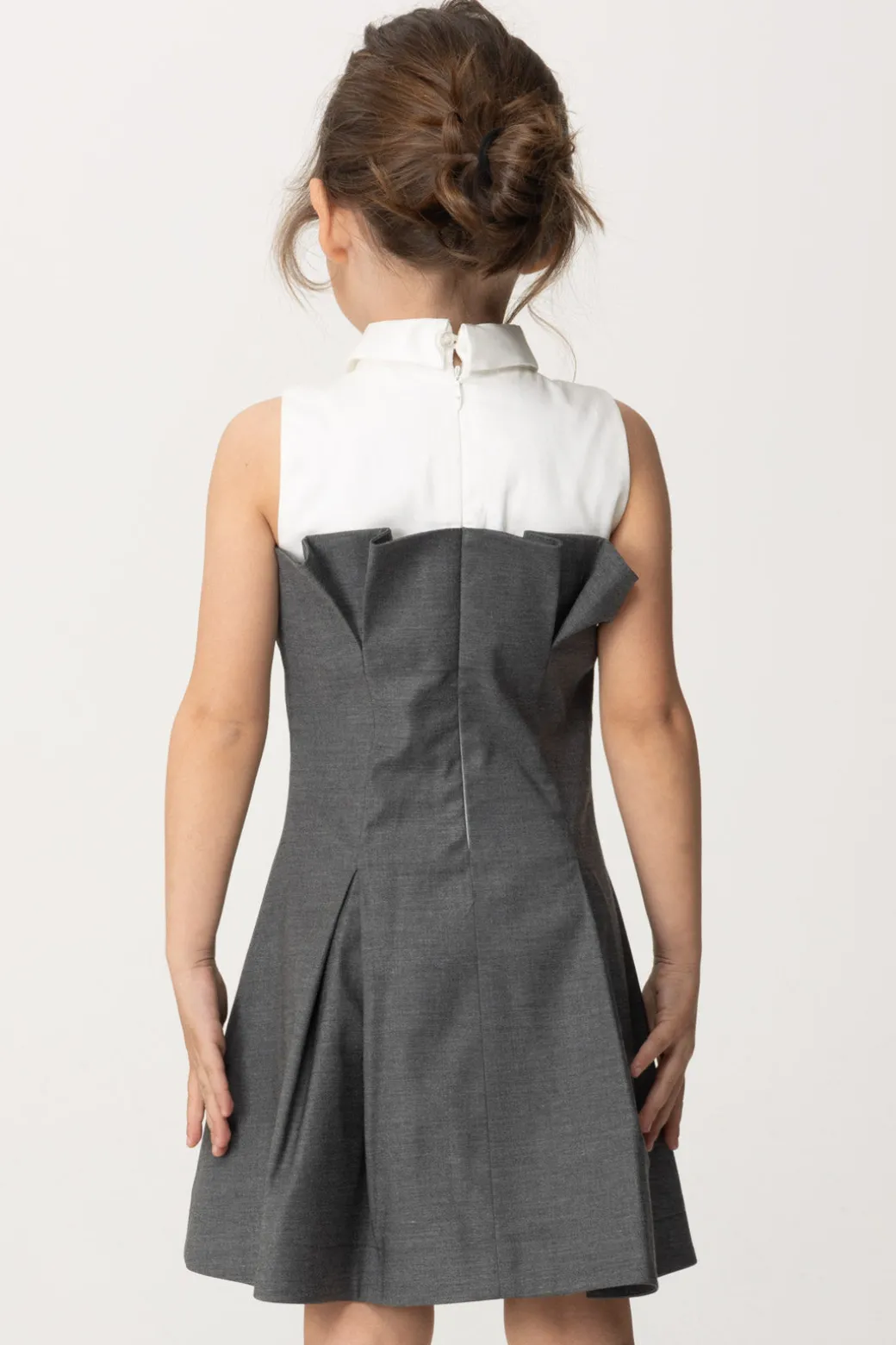 Elisabetta Franchi Bambina Abito In Fresco Lana con Colletto a Camicia