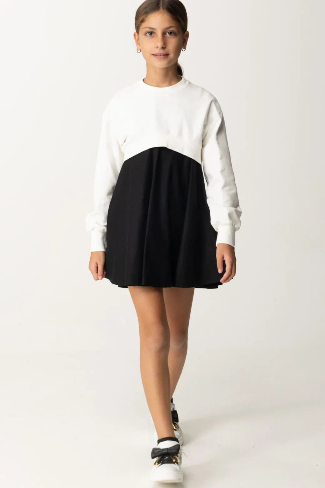 Elisabetta Franchi Bambina Abito In Lana con Felpa Crop