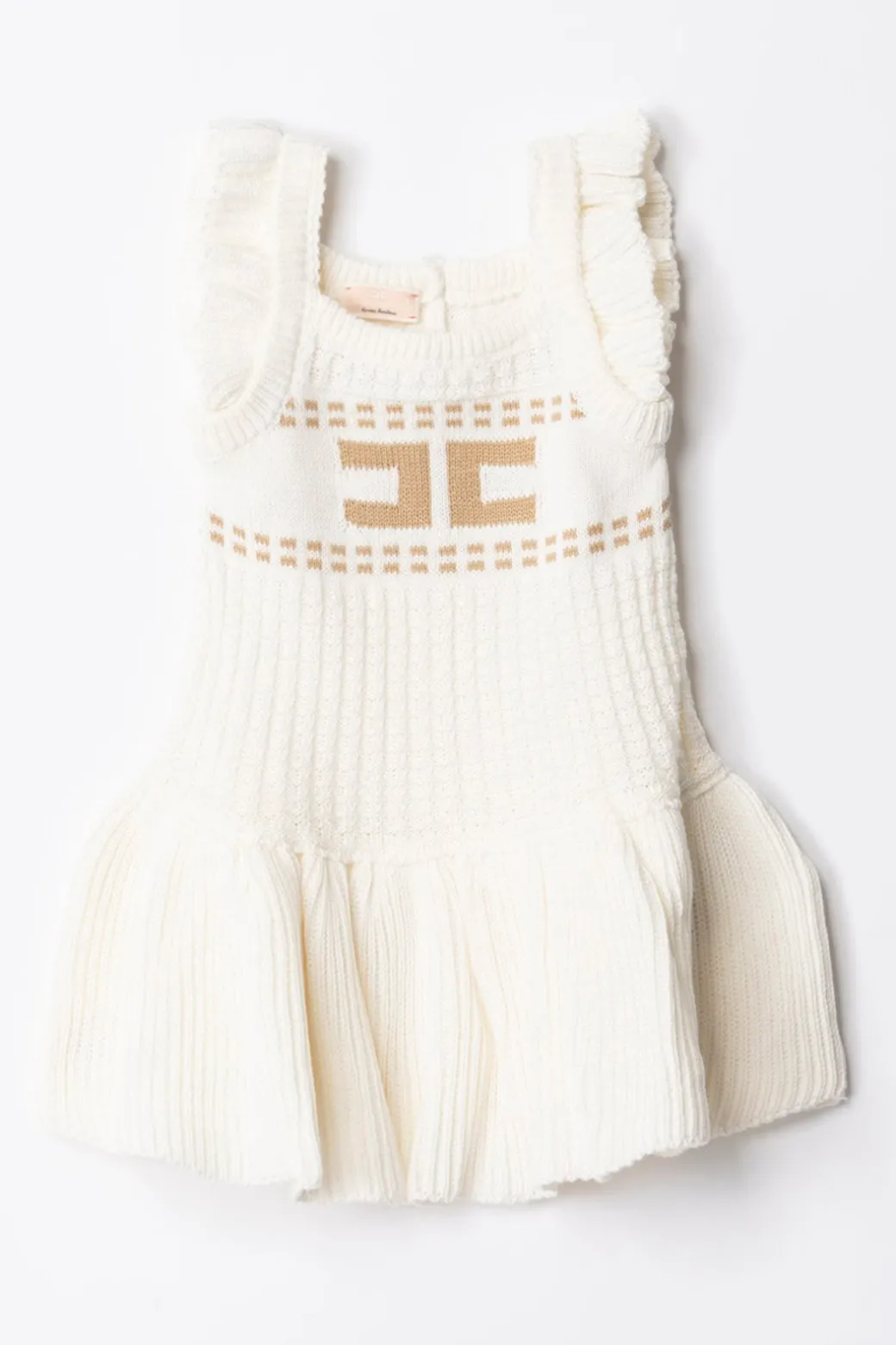Elisabetta Franchi Bambina Abito In Maglia con Ricamo Logo